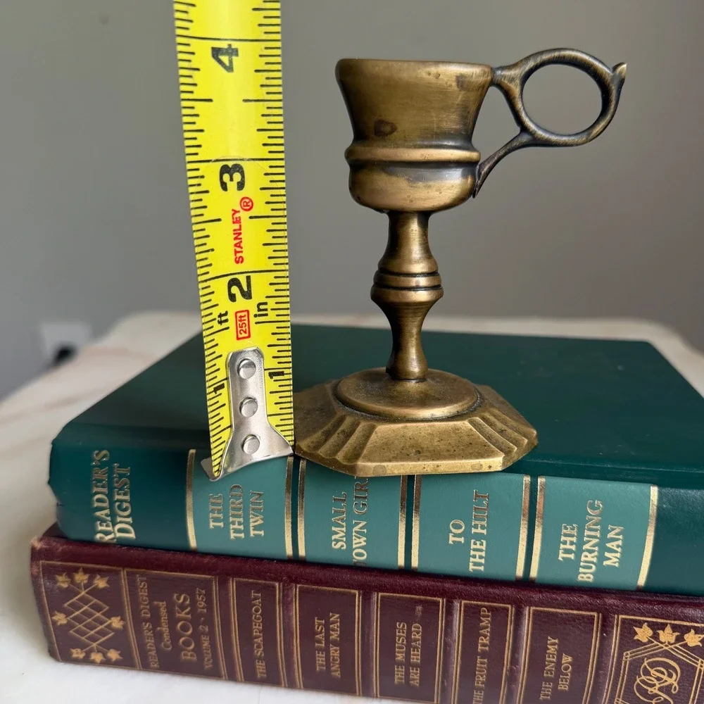 Vintage‎ Solid Brass Chamberstick Candle Snuffer Scissor Holder Loop Handle